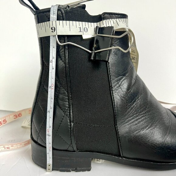 Fabianelli Black Leather Quilted Stretch Chelsea Ankle Boot Sz 37 - Picture 12 of 13